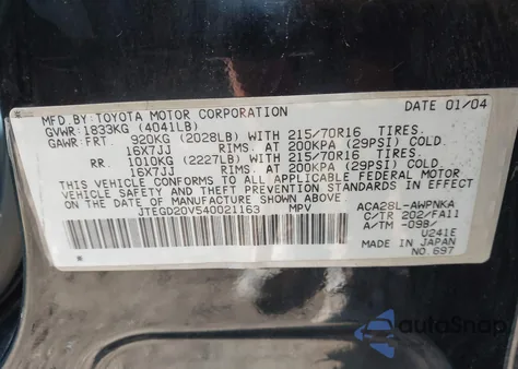 2004 Toyota Rav4 z USA, uszkodzony, nr VIN JTEGD20V540021163